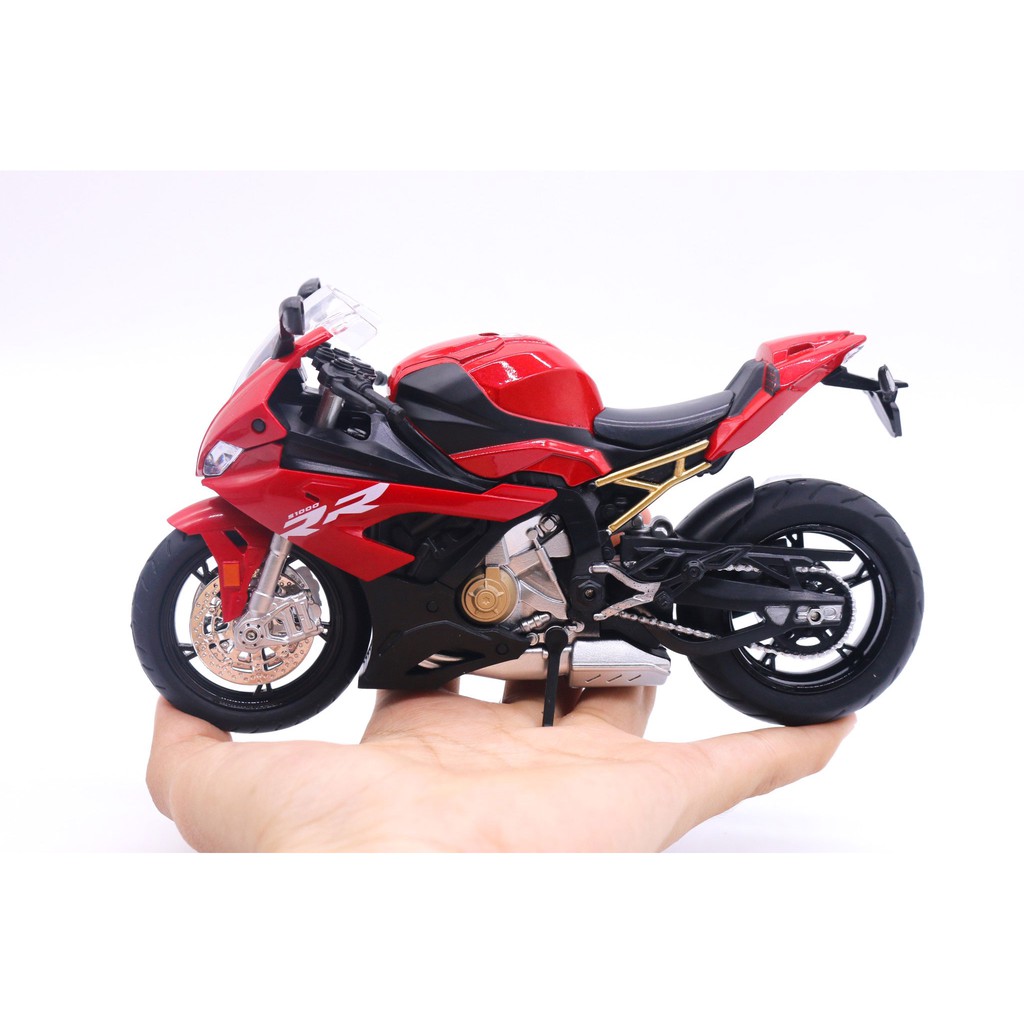 XE MÔ HÌNH MOTO 'Siêu cá mập' BMW S1000RR 2020 có ĐÈN, ÂM THANH | HUAYI MODEL tỷ lệ 1:12