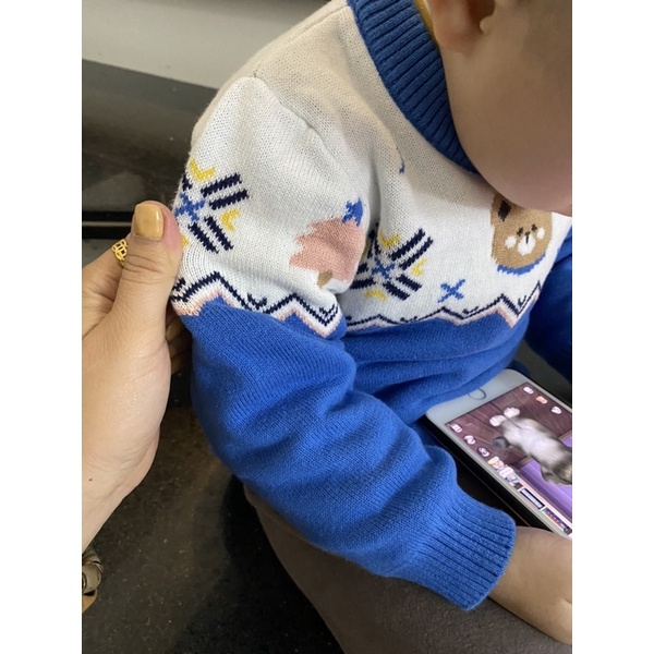 Áo Len Gấu Cho Bé Trai Bé Gái Size 1-6 tuổi, Áo Len Mặc Tết