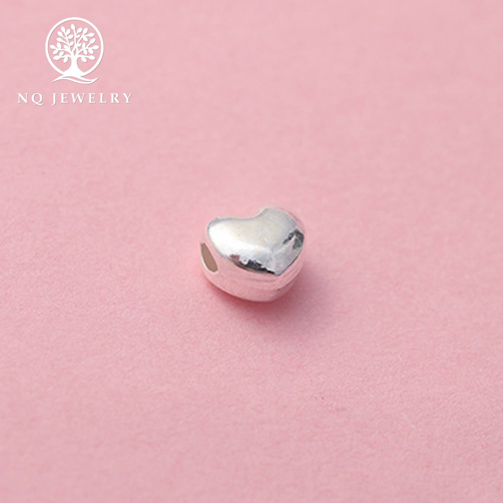 Charm bạc trái tim xỏ ngang - NQ Jewelry