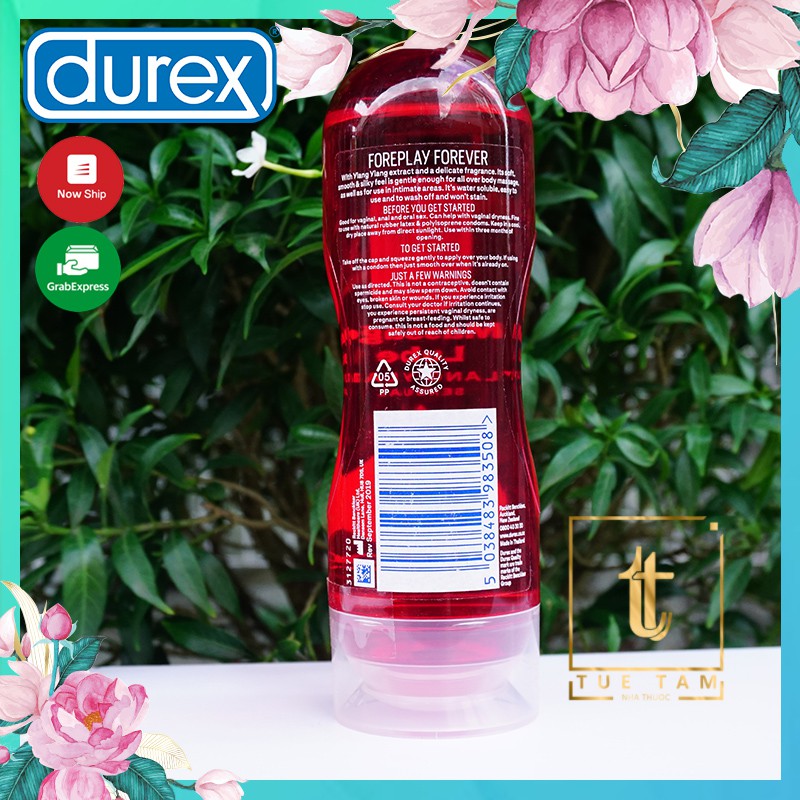 Gel bôi trơn Durex Massage Lube Ylang Ylang 200ml tăng cảm giác, hàng Úc chuẩn, che tên khi giao hàng