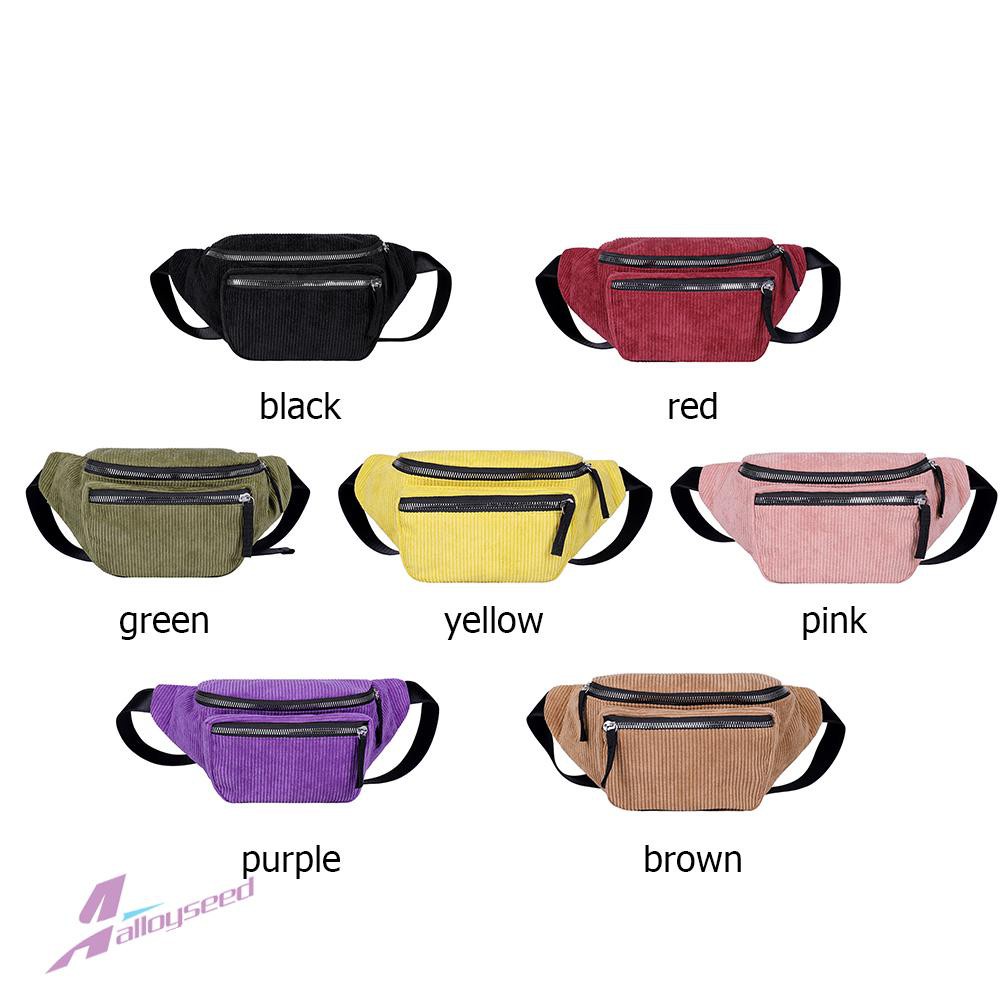 Al Fanny Chest Pack Zipper Women Men Crossbody Bag Corduroy Travel Money Pouch