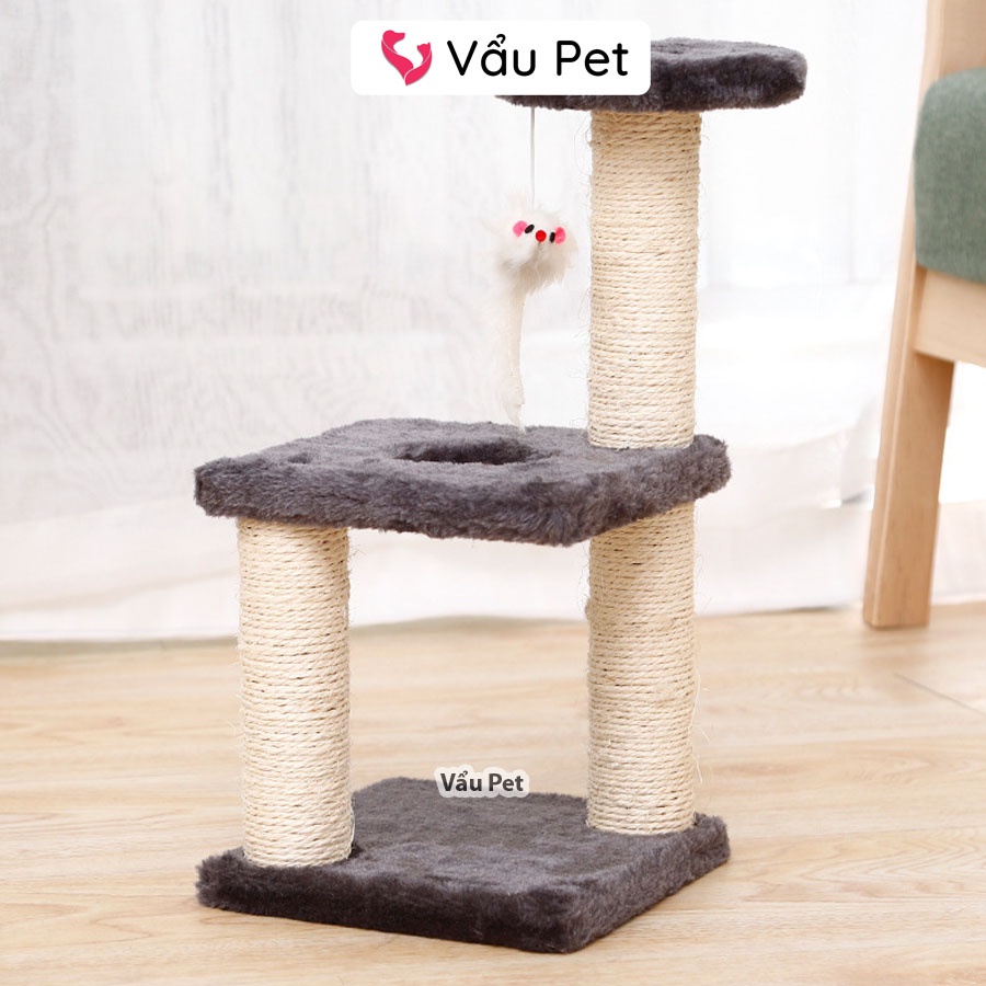 Trụ cào móng cho mèo 3 tầng - Cat Tree, nhà cây cào móng đồ chơi cho mèo Vẩu Pet Shop