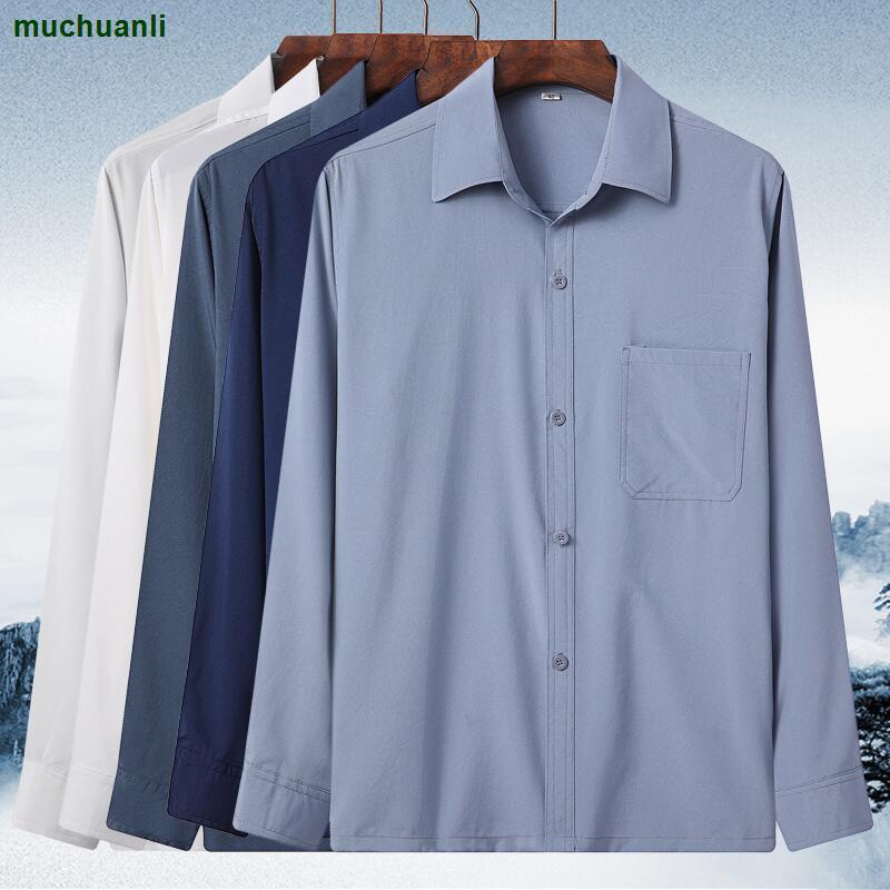 Áo Sơ Mi Dài Tay Thời Trang Xuân Thu Dành Cho Nam Trung Niên 40-50 Tuổi