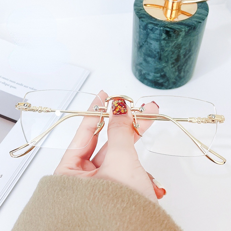 【+100°~+400°Kính Đọc Sách Không Gọng Chống Ánh Sáng Xanh Chống Mệt Mỏi Cho Nam Và Nữ