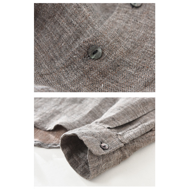 Áo Sơ Mi Vải Lanh Màu Trơn Tay Dài Thoáng Khí Thời Trang Hàn Quốc 2022 Cho Nam