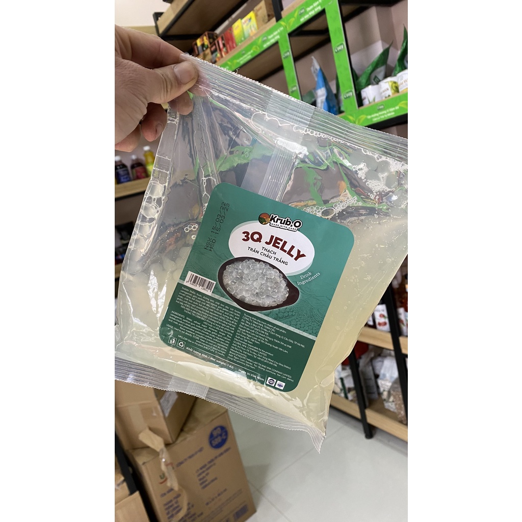 Thạch 3q trắng gói 1kg - trân châu ngọc trai loại 1kg tiện dụng