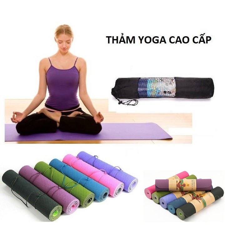 Thảm tập gym và yoga TPE 2 lớp cao cấp chất liệu an toàn khi tiếp xúc với da, thảm tập gym tại nhà