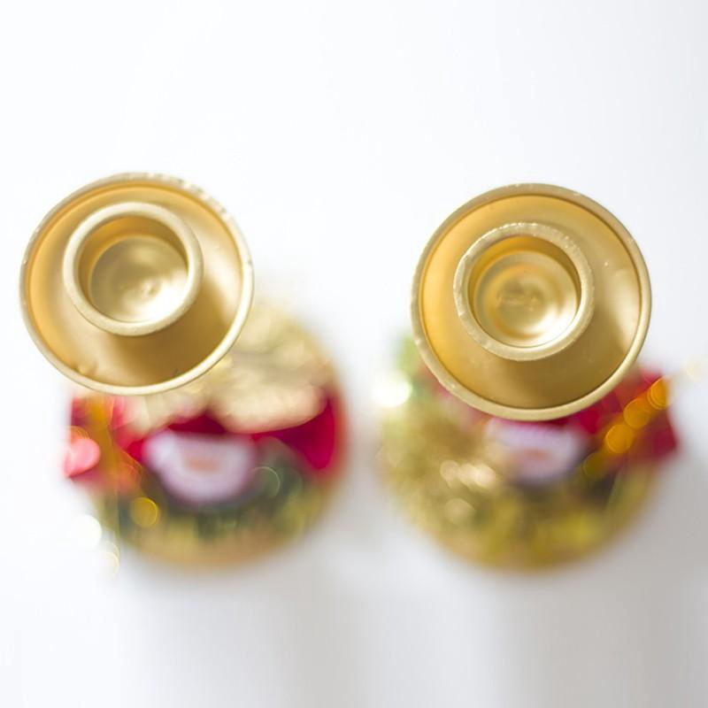 [Hàng Mới Về] Giá Đỡ Nến Để Bàn Hình Ông Già Noel Bằng Sắt Mạ Vàng Dễ Thương Sáng Tạo Phong Cách Châu Âu