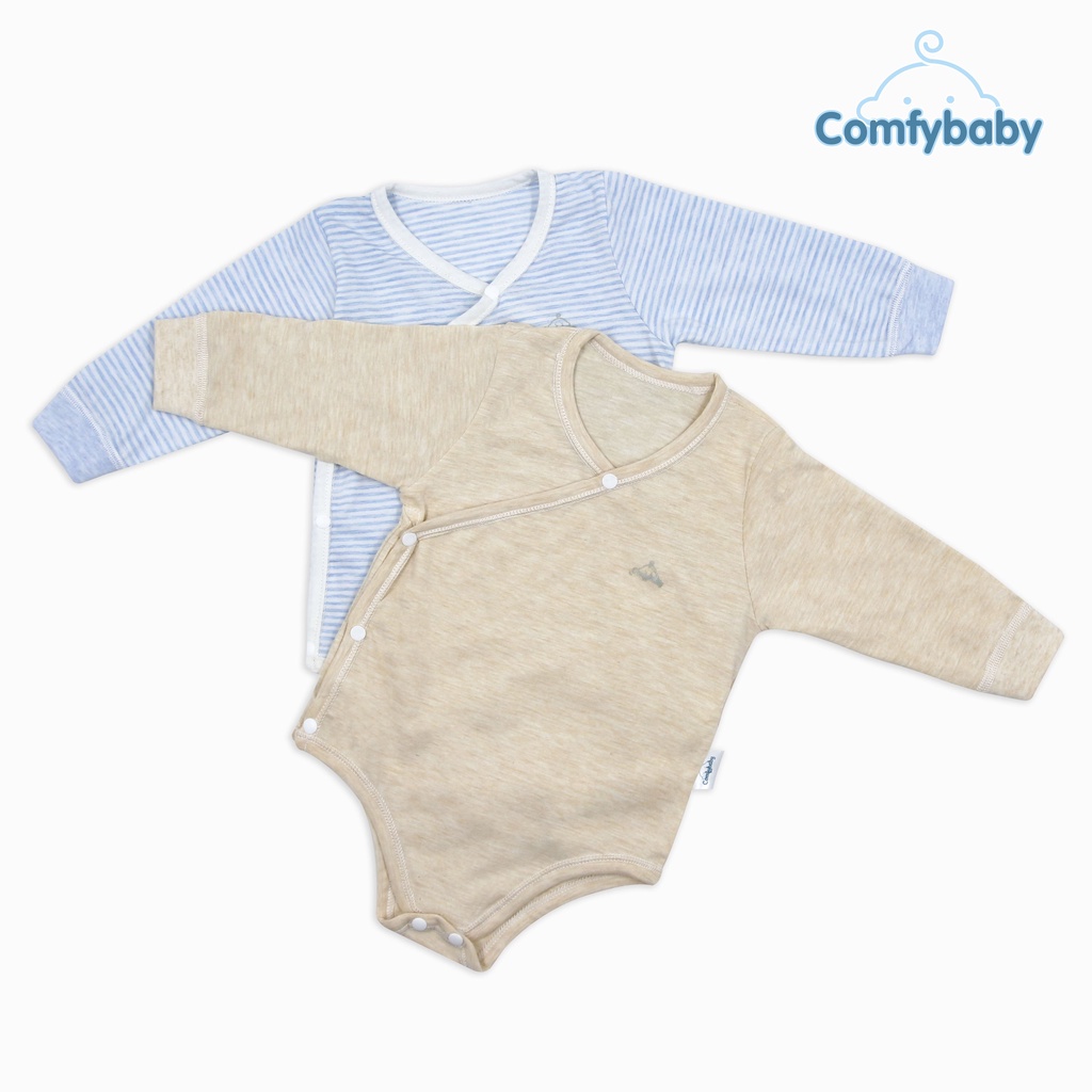 Set bodysuit giữ ấm ngực dài tay 2 món 100% Cotton cho bé ComfyBaby size từ 0-12 tháng hàng chính hãng