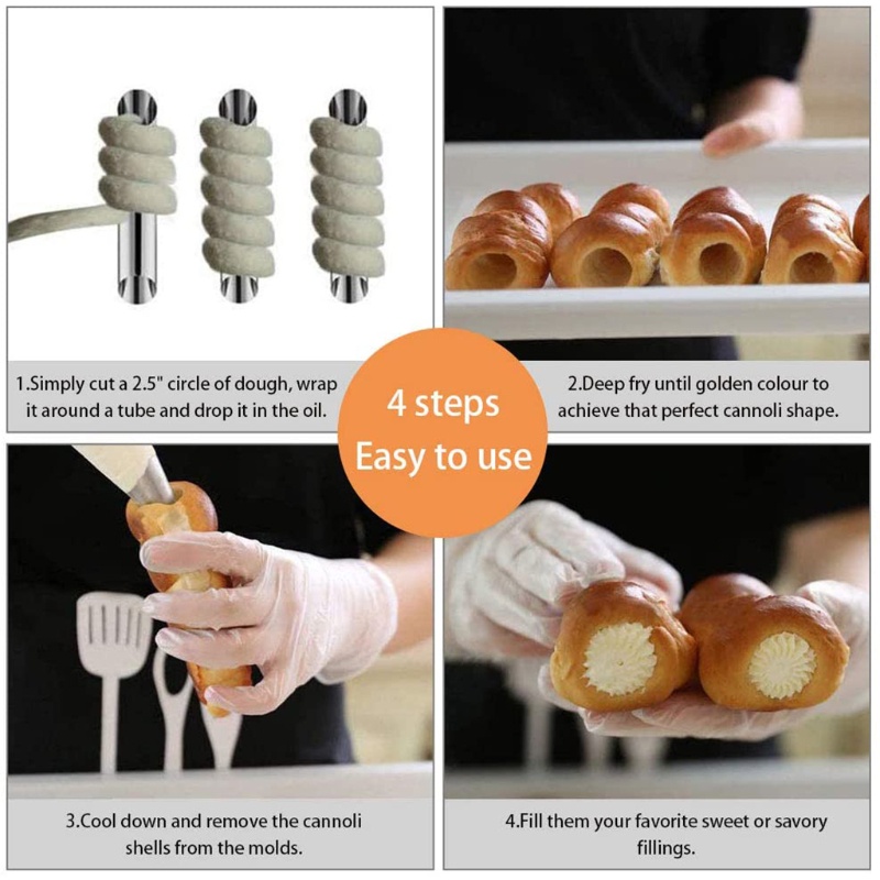 Set 12 Khuôn Làm Bánh Sừng Bò Croissant Bánh Mì / Cannoli Siêu Bền