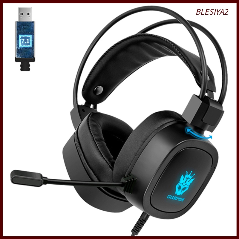 [BLESIYA2] S100 Gaming Headphone Wired 7-LED with Microphone for Computer Black 3.5mm