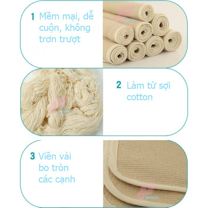 Thảm cotton Montessori 40x60cm (loại bo viền vải)