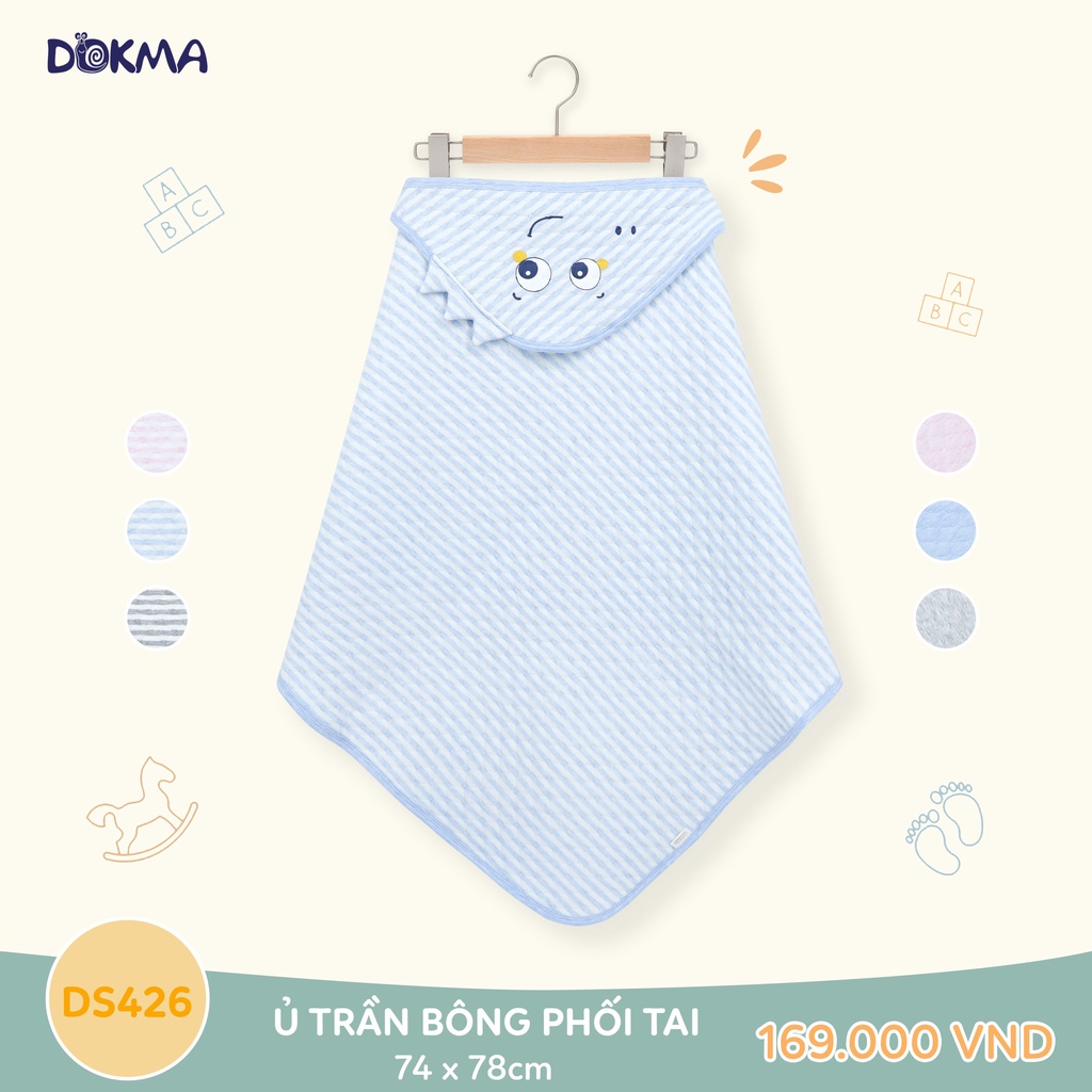 [CHÍNH HÃNG] Ủ trần bông sơ sinh mềm mại ấm áp phối tai 74*78cm Dokma