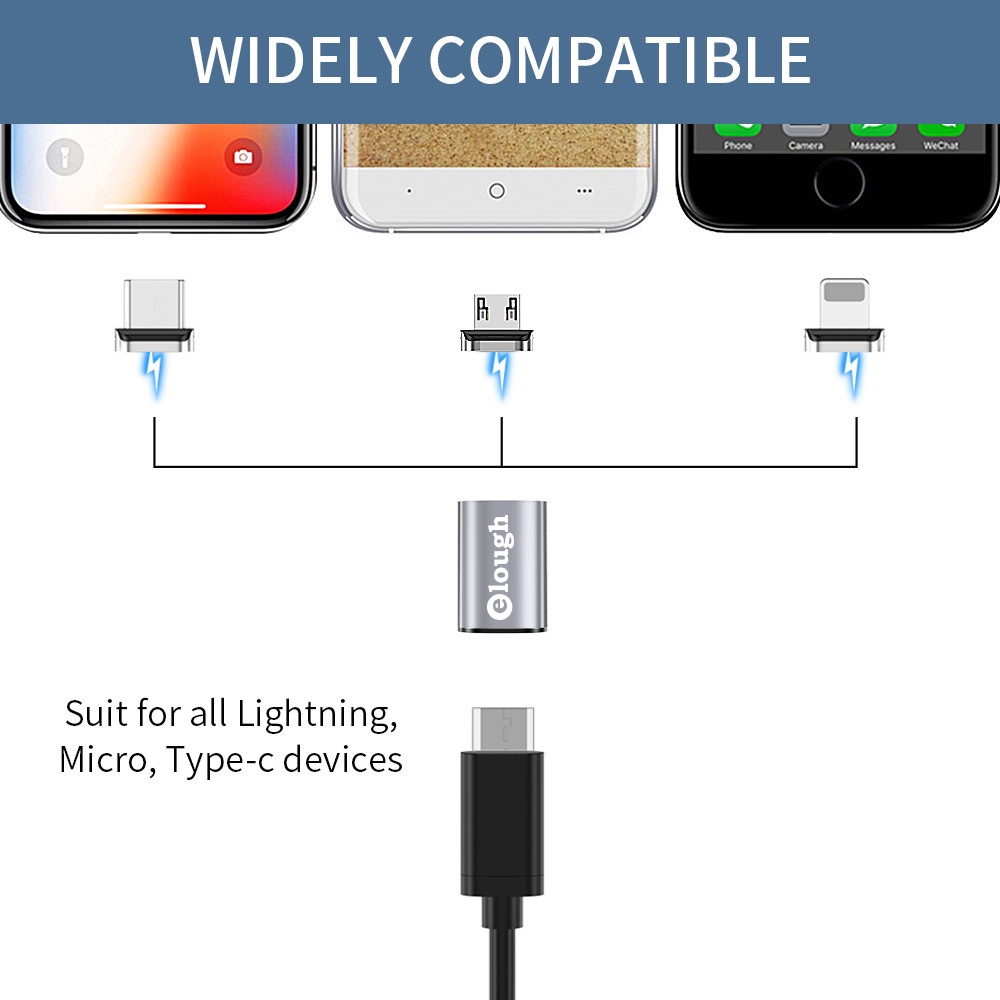 Đầu chuyển đổi từ tính Elough Micro USB / Type C sang Micro iOS Type C