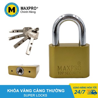 Ổ Khóa Cửa Càng Thường Chìa Sắt MAXPRO Vàng Đồng Kích Thước 40mm, 50mm, 60mm - M02S