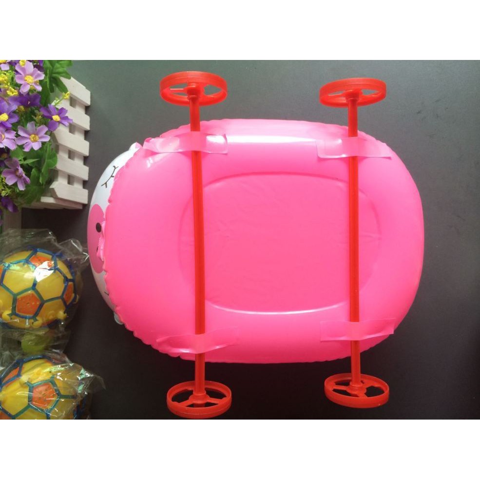 BÓNG PHAO HÌNH CON VẬT 40CM CÓ BÁNH XE KÉO, BÓNG NHỰA PVC BƠM HƠI