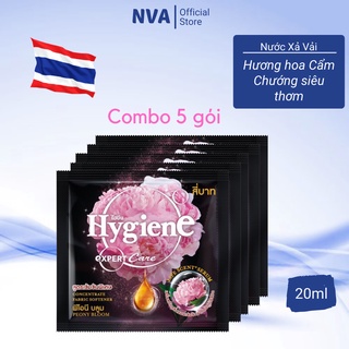 Combo 5 gói nước xả vải Hygiene hương hoa Cẩm Chướng 20ml (túi đen) nhập khẩu Thái Lan đậm đặc siêu thơm tiết kiệm