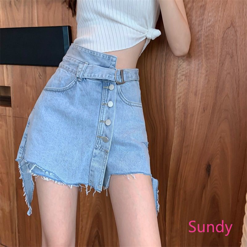 Quần Short Lưng Cao Dáng Rộng Thiết Kế Độc Đáo Thời Trang Hè Cá Tính Cho Nữ