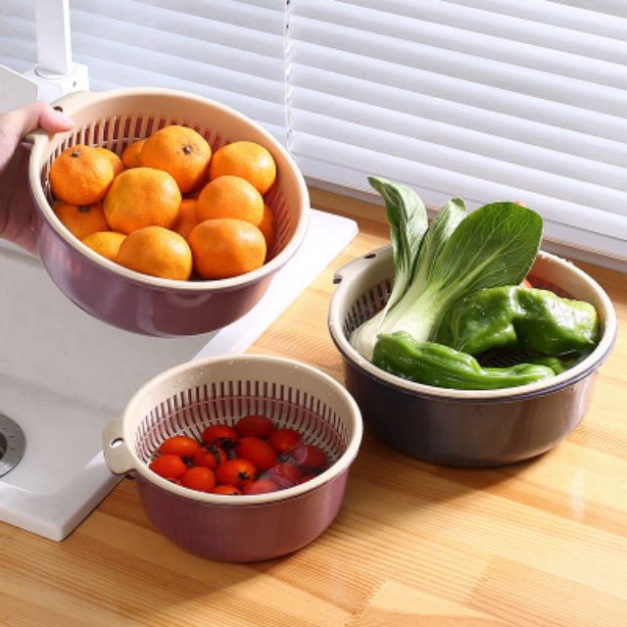 Rổ kèm thau rửa rau củ quả 2 lớp tiện dụng SIGO