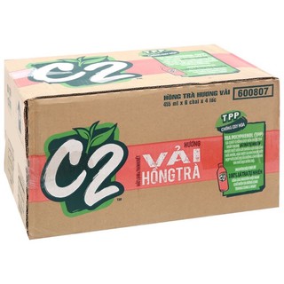 Thùng 24 chai c2 hồng trà hương vải 455ml