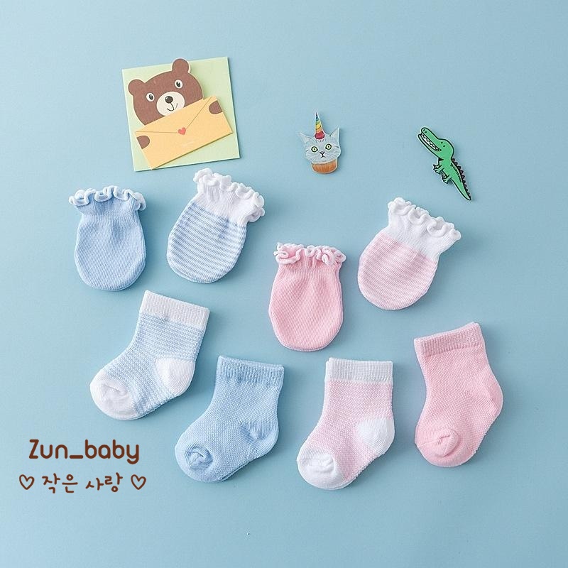 Set Bao Tay Bao Chân Cho Bé ( 0 - 2 tháng ) Chất Len Dày Dặn Siêu Mềm Không Gây Kích Ứng Da - Zunbaby - PK002