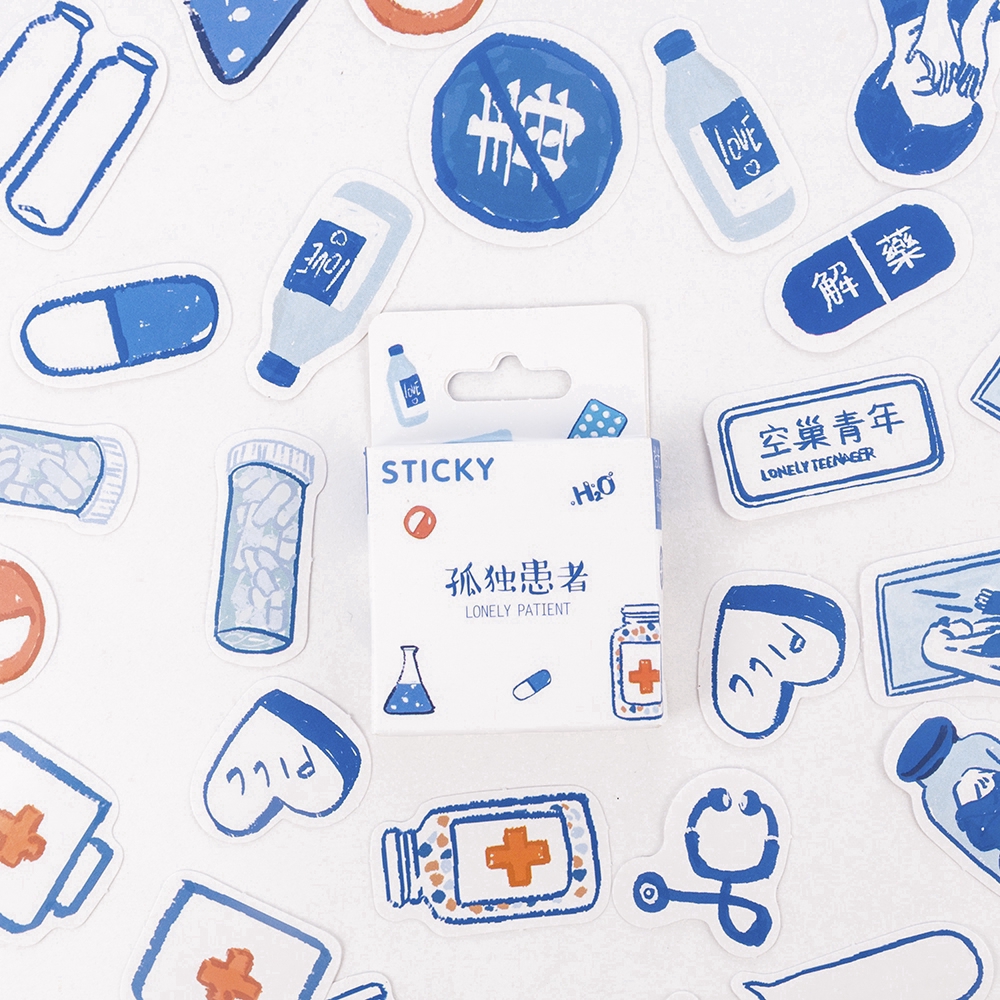 Bộ 46 nhãn dán trang trí sổ tay họa tiết đáng yêu DIY