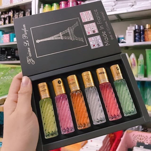 Hộp set 6 chai nước hoa lăn chiết Pháp