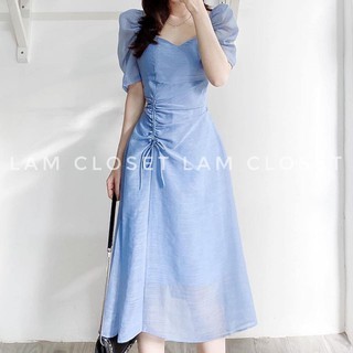 ĐẦM MAXI CỔ TIM RÚT DÂY ( 3 màu )