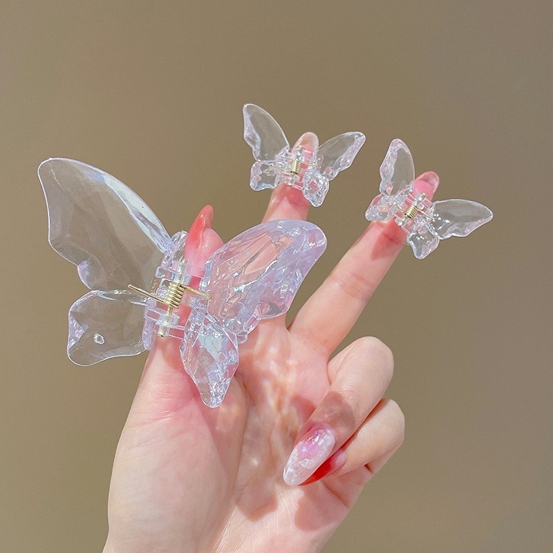 Set 3 Kẹp Tóc Càng Cua Cỡ Lớn Hình Bướm Màu Sáng Thời Trang Mùa Hè Hàn Quốc Cho Nữ