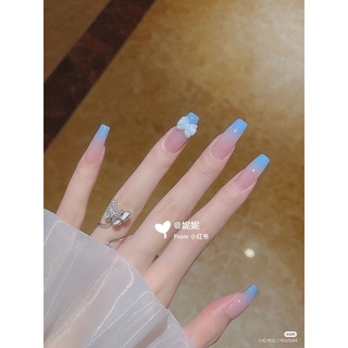 Móng úp, nailbox thiết kế ombre hồng xanh tiểu thư