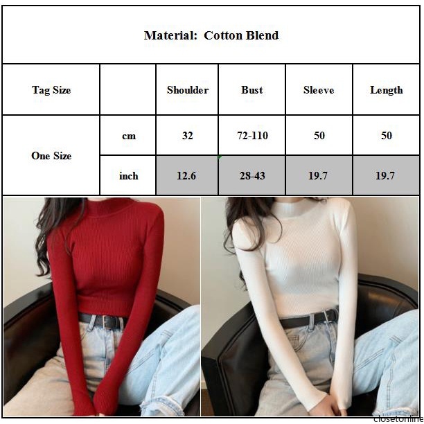 Áo dệt kim áo cổ cao màu trơn chất vải co giãn thời trang mùa đông cho nữ