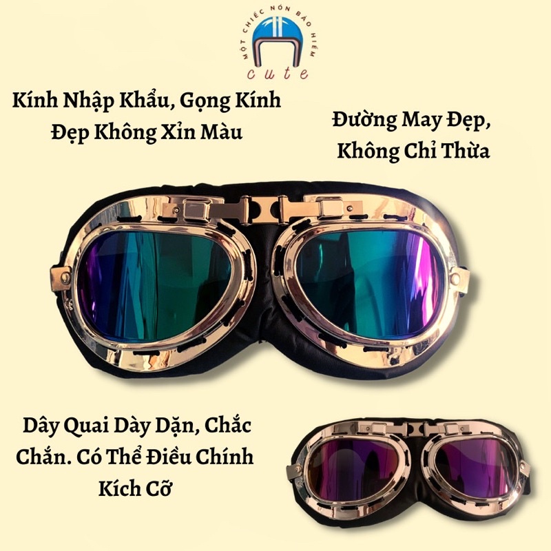 Nón Bảo Hiểm Nửa Đầu Hồng Nhám, Nón Bảo Hiểm ½ Đầu Kèm Kính Phi Công Màu Trắng, Có Phụ Kiện Tai Mèo, Sừng Trang Trí CUTE