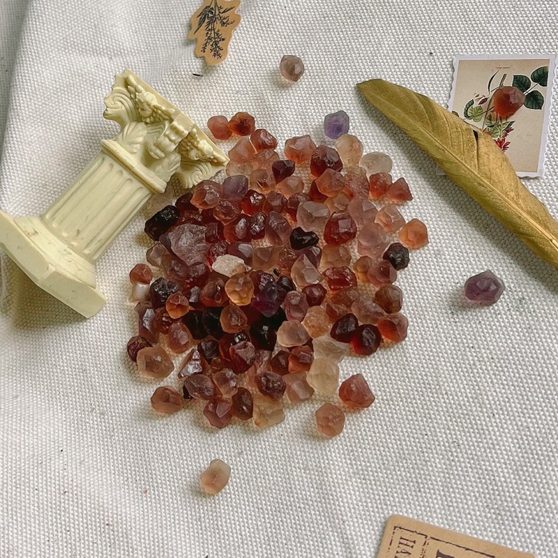 Đá thô Garnet Brazil cam sưu tầm, handmade, reiki, thanh tẩy thiền định