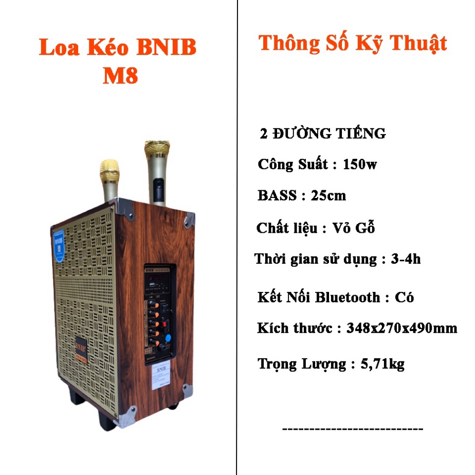 Loa Kéo Hát Karaoke BNIB M12/M10/M8 Bass 30/25/20 Cao Cấp| Loa Kẹo Kéo Nhạc Cực Chất, Hát cực hay| Lỗi 1 đổi 1