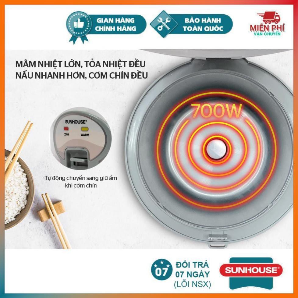 Nồi Cơm Điện 1.8L Sunhouse SHD8602, Nồi Cơm Điện Sunhouse Siêu Bền, Bảo Hành Toàn Quốc, Lòng Nồi Chống Dính Whitford