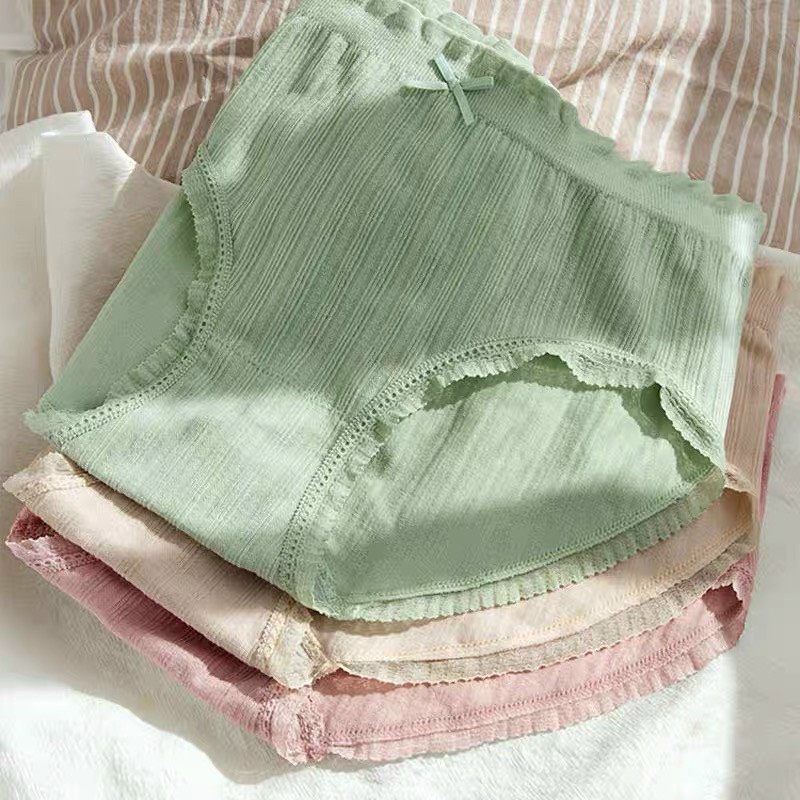 Quần lót nữ chất liệu cotton gân tăm viền ren kháng khuẩn, cho chị e từ 45 - 60kg