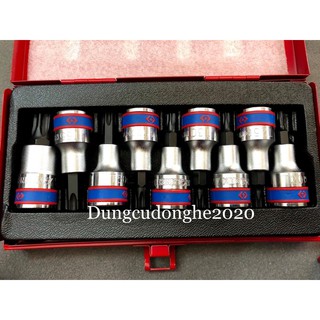 Bộ khẩu đầu bông lắp mũi vít 1/2'' Kingtony 4109PR - 9 chi tiết, T20-T60