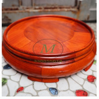 Kỷ đế tròn gỗ hương đỏ Kỷ tròn - Đôn tròn không chân - Đế bát hương (đồ thờ gỗ, kê bát hương)