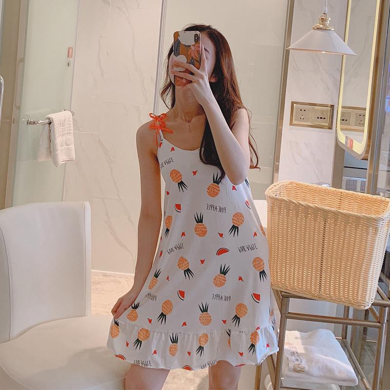 Đồ ngủ thun sữa đầm 2 dây (form dưới 60kg) TẶNG bịt mắt và muốt ngực