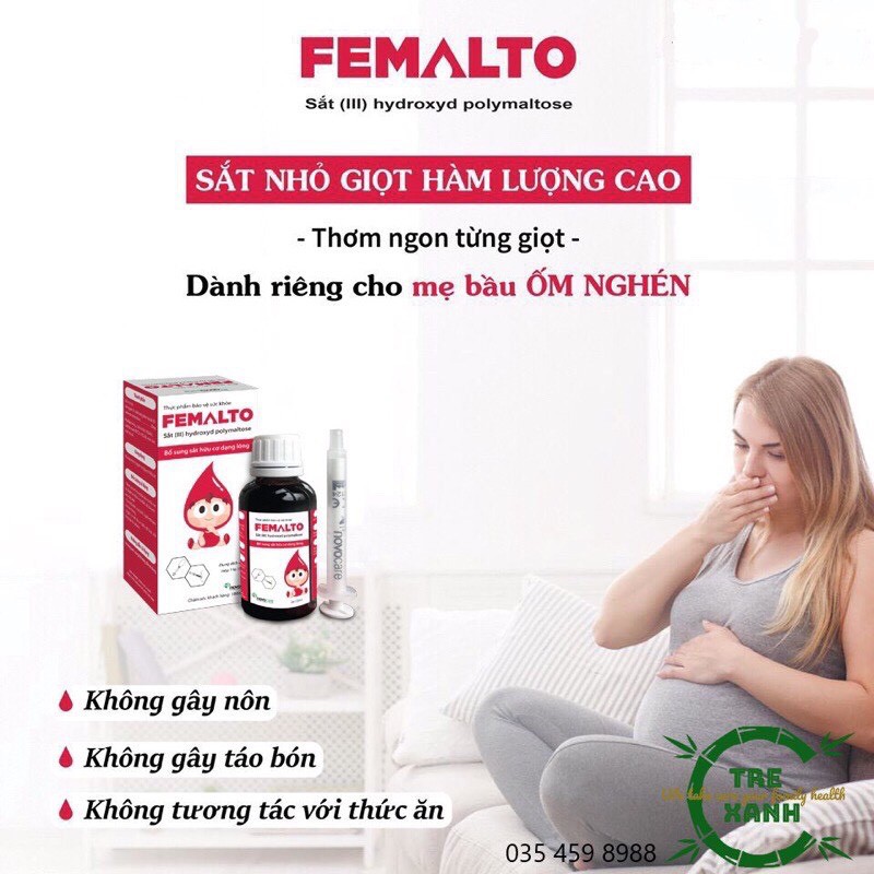 ✅ FEMALTO – SẮT HỮU CƠ dạng siro KHÔNG TANH, KHÔNG TÁO BÓN, nhập khẩu Ý (Italy), Hộp 15 ml và hộp 30ml