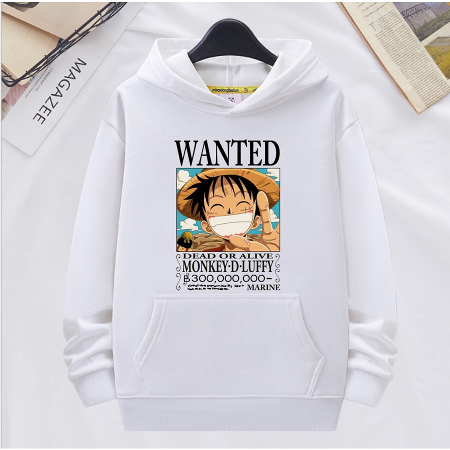 Áo hoodie one piece vua hải tặc áo khoác màu trắng cho bé trai bé gái đủ size từ 10kg - 80kg