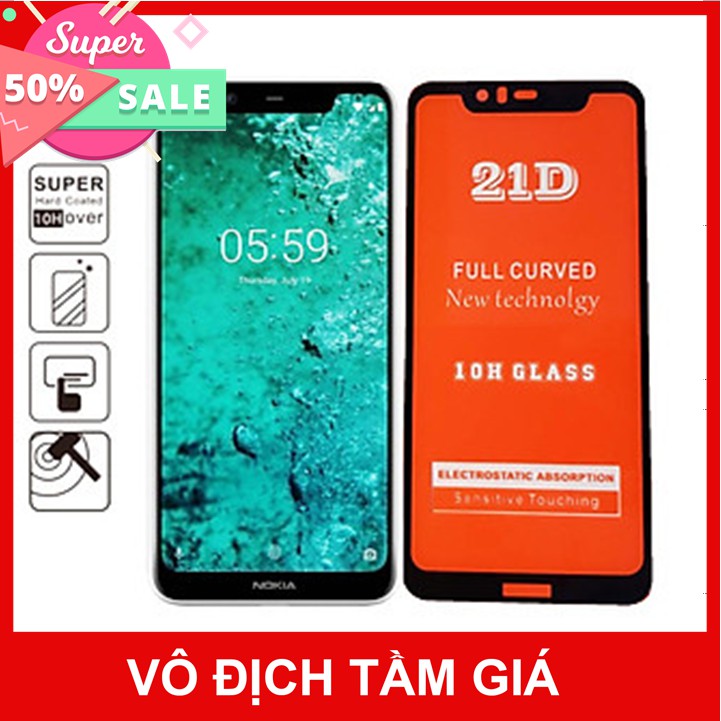 Kính Cường Lực 9D dành cho Nokia X5 / 5.1 plus Full Màn Hình Full Keo