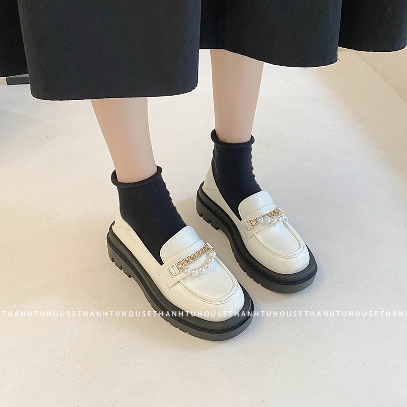 Giày Oxford Ulzzang Nữ Mũi Tròn Vintage Phong Cách Nữ Sinh Hàn Quốc - GD008