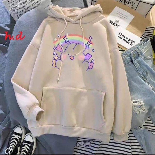 Áo hoodie thỏ cầu vồng HĐ11