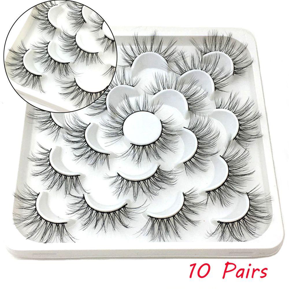 Bộ 10 Cặp Lông Mi Giả SKONHED 100% Lông Chồn 3D Handmade