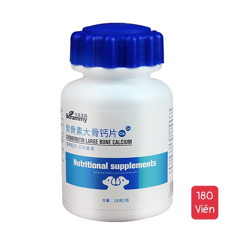 Hộp viên canxi cho chó mèo BORAMMY loại 600 viên canxi Chondroitin VITAMIN A,D3 cho chó mèo