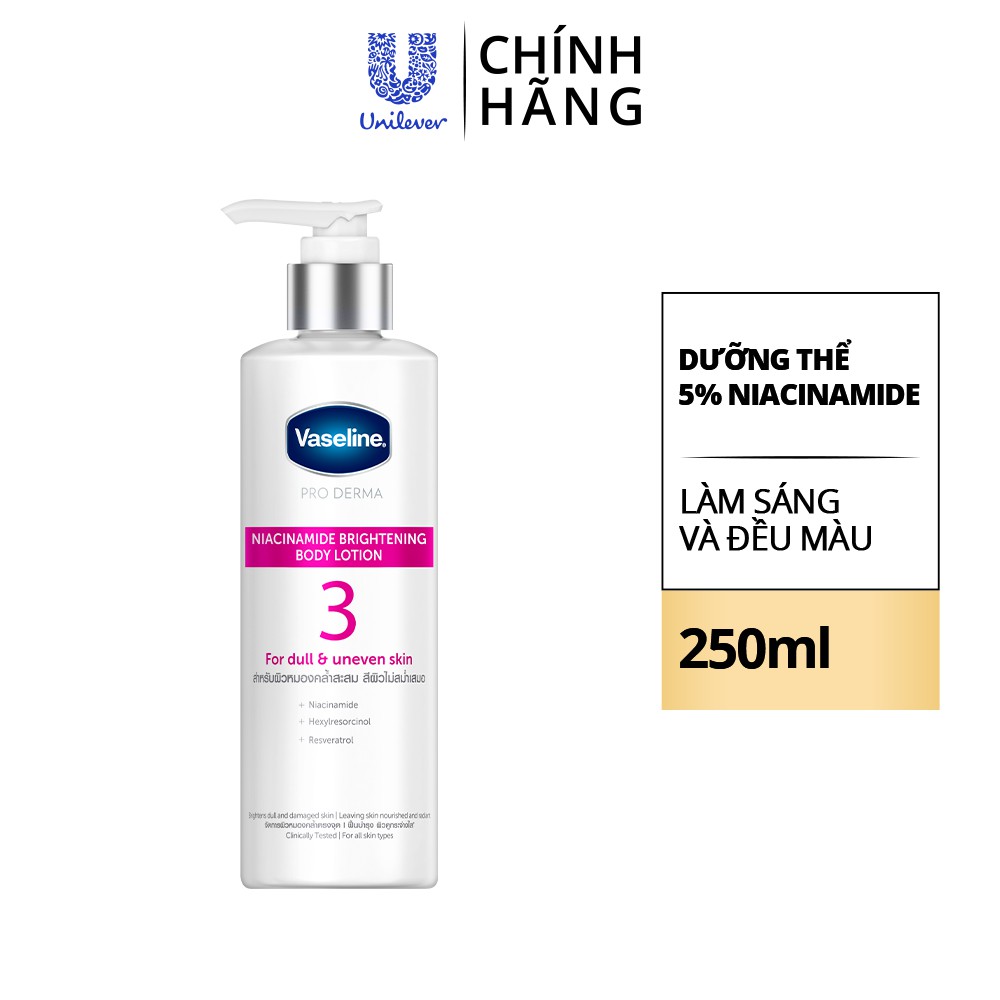 Dưỡng thể hoạt tính Vaseline dưỡng da sáng ẩm căng mịn với hoạt chất tối ưu 250ml