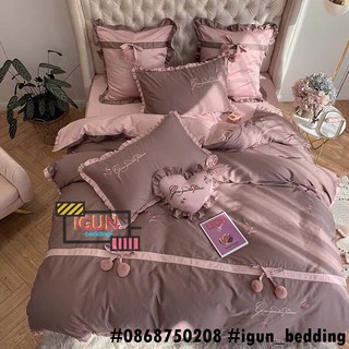 set BÔNG TIM TÌNH YÊU HỒNG bộ Chăn Ga Gối CƯỚI  LỤA thêu cao cấp