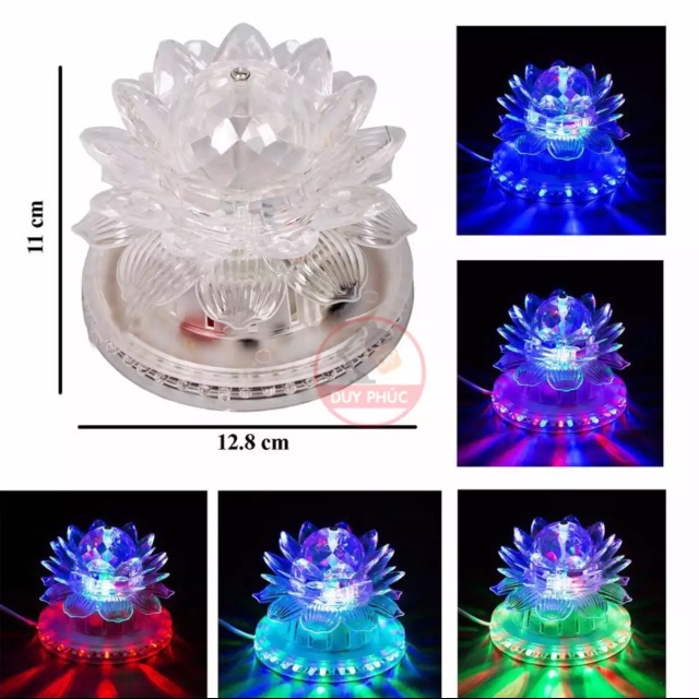Đèn bàn thờ led hoa sen xoay đổi màu