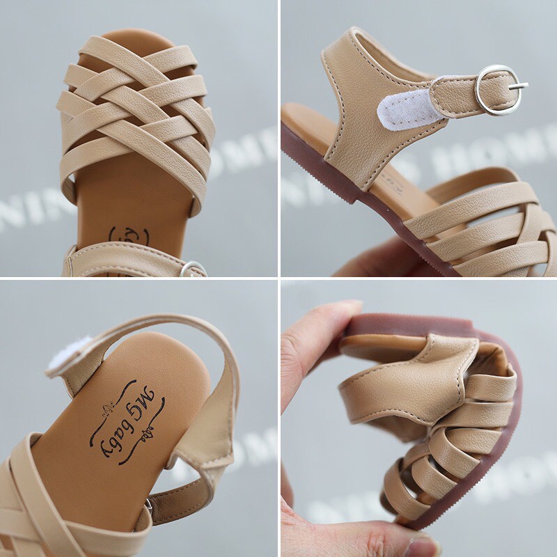 Dép cho bé gái - Giày sandal quai đan chéo da PU siêu mềm chắc chắn hàng chính hãng MG Baby cho bé V285